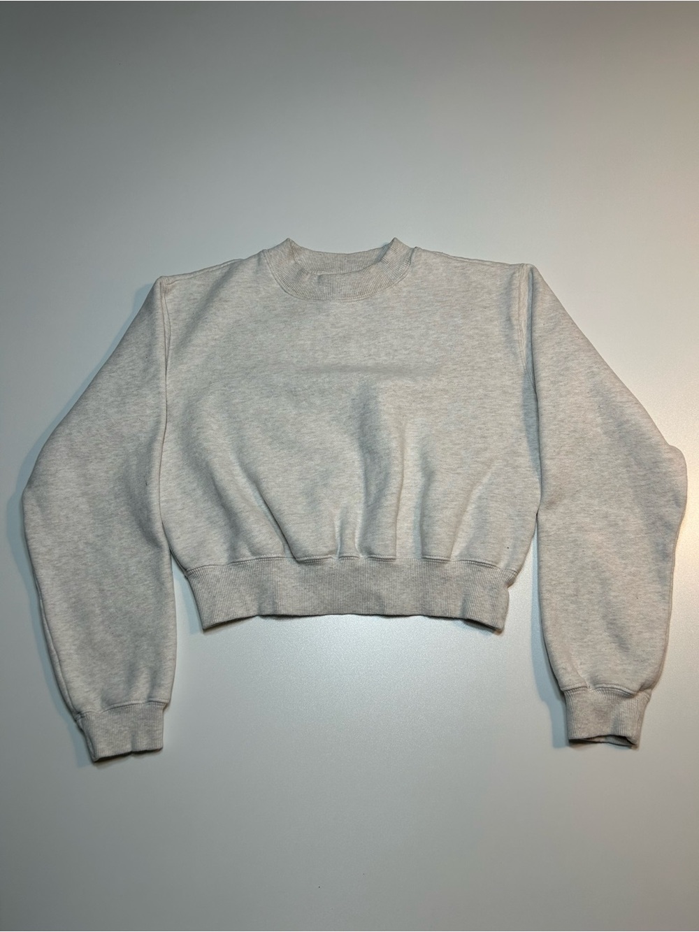Aritzia Tna Cozy Fleece Perfect Crew Crop Sweatshirt Heather Grey
